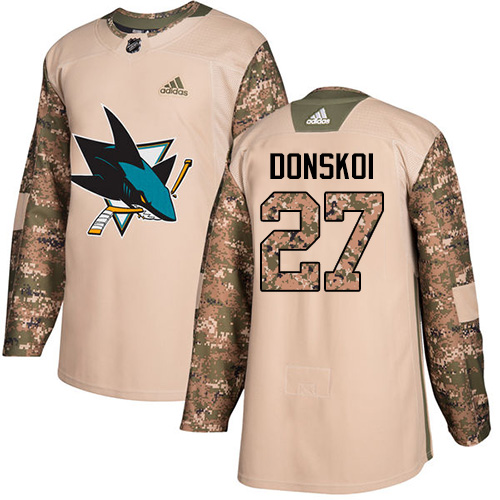 Adidas Sharks #27 Joonas Donskoi Camo Authentic Veterans Day Stitched NHL Jersey - Click Image to Close